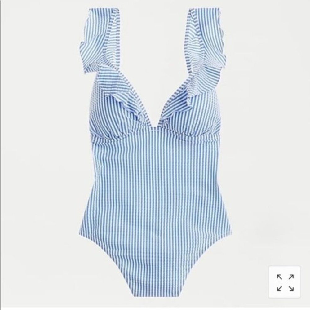 Never Worn! J.Crew Seersucker Ruffle One-Piece